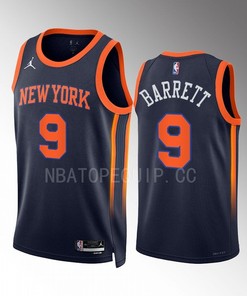 New York Knicks RJ Barrett 9 2022-23 Statement Edition Navy Men Jersey Swingman