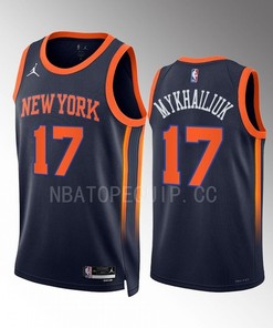 New York Knicks Sviatoslav Mykhailiuk 17 2022-23 Statement Edition Navy Men Jersey Swingman