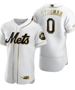 New York Mets #0 Marcus Stroman Mlb Golden Brandedition White Jersey Gift For Mets Fans