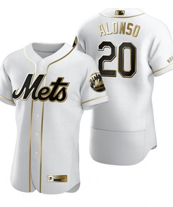 New York Mets #20 Pete Alonso Mlb Golden Brandedition White Jersey Gift For Mets Fans