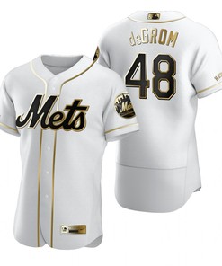 New York Mets #48 Jacob Degrom Mlb Golden Brandedition White Jersey Gift For Mets Fans