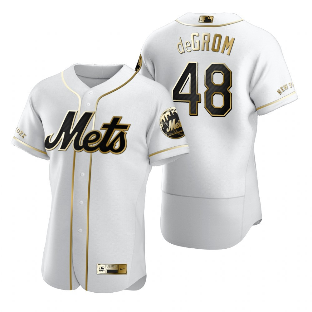 New York Mets #48 Jacob Degrom Mlb Golden Brandedition White Jersey Gift For Mets Fans