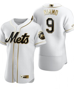New York Mets #9 On Nimmo Mlb Golden Brandedition White Jersey Gift For Mets Fans