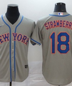 New York Mets Darryl Strawberry #18 2020 Mlb Grey Jersey