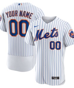 New York Mets Home Authentic Custom Jersey - White Custom Jerseys Mlb