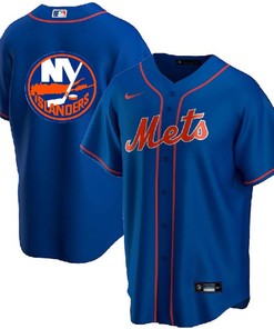 New York Mets Islanders Blue Cool Base Stitched Baseball Jersey