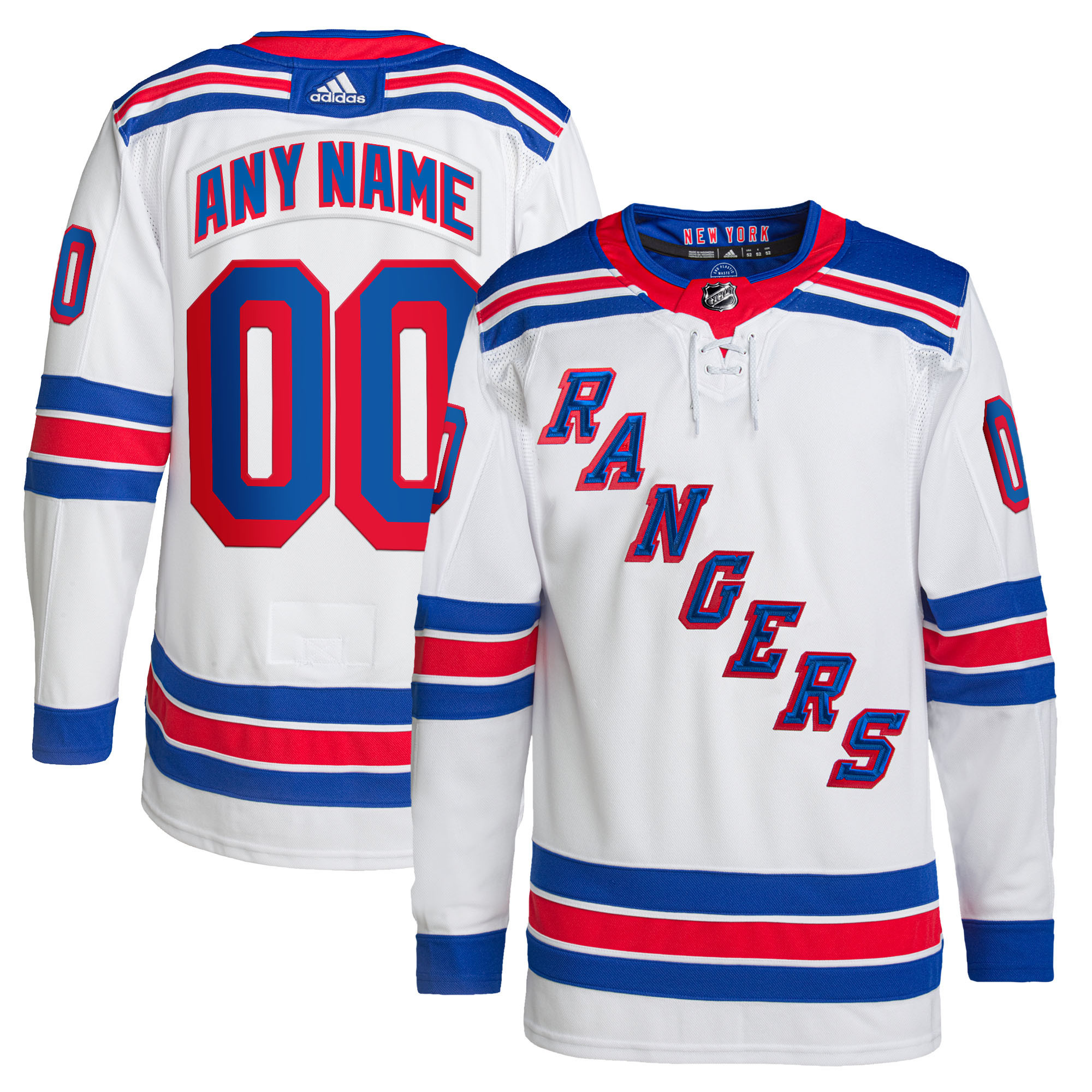 New York Rangers Adidas Away Primegreen Authentic Pro Custom Jersey - White Custom Jerseys Nhl