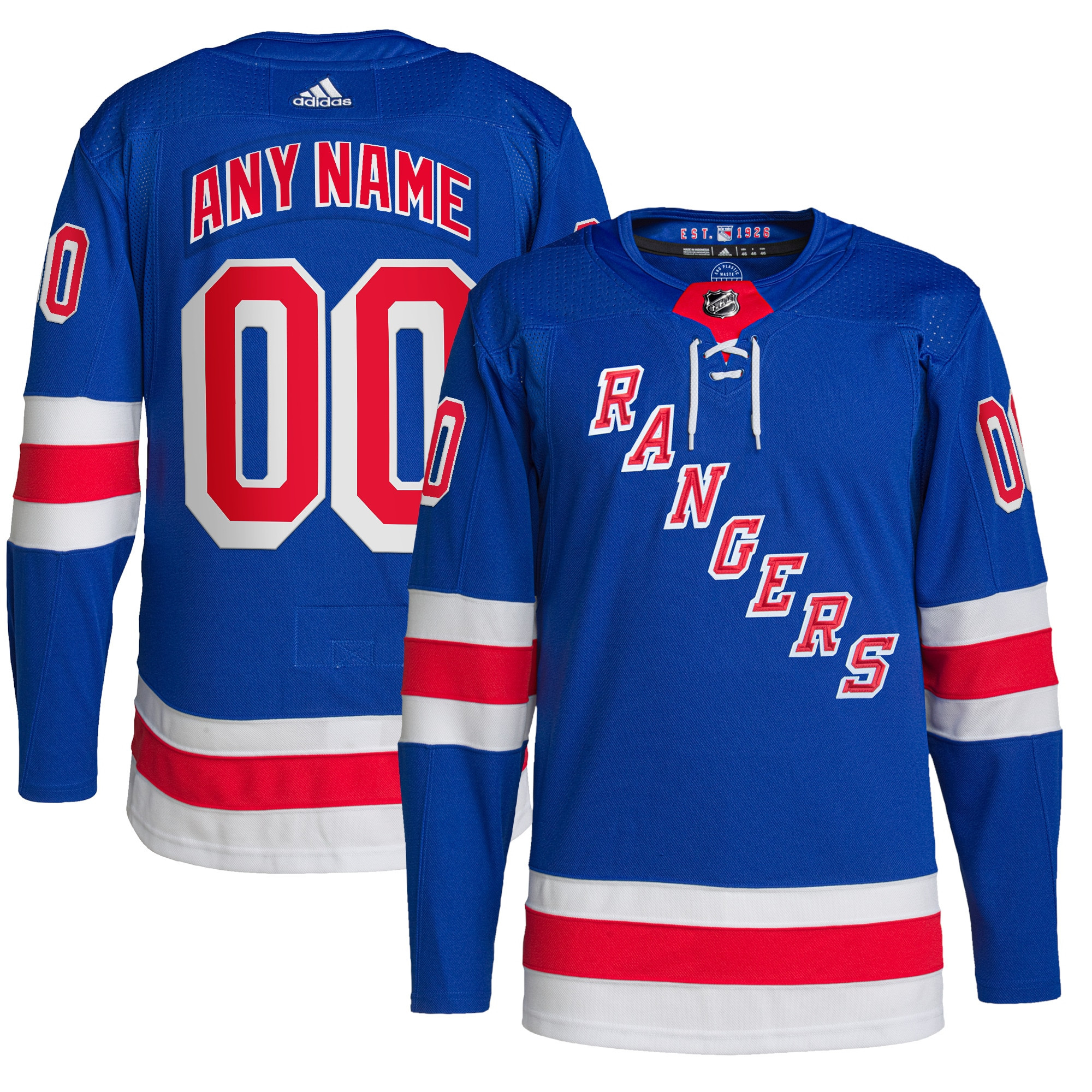 New York Rangers Adidas Home Primegreen Authentic Pro Custom Jersey - Royal Custom Jerseys Nhl
