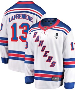 New York Rangers Alexis Lafreniere 13 Away 2022 Stanley Cup Final Breakaway Men Jersey - White