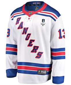 New York Rangers Alexis Lafreniere 13 Away 2022 Stanley Cup Final Breakaway Men Jersey - White