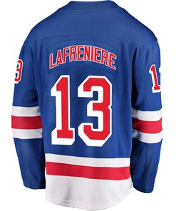 New York Rangers Alexis Lafreniere 13 Home 2022 Stanley Cup Final Breakaway Men Jersey - Blue