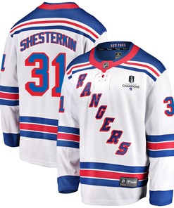 New York Rangers Igor Shesterkin 31 Away 2022 Stanley Cup Champions Breakaway Men Jersey - White