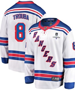 New York Rangers Jacob Trouba 8 Away 2022 Stanley Cup Champions Breakaway Men Jersey - White