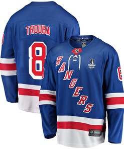 New York Rangers Jacob Trouba 8 Home 2022 Stanley Cup Final Breakaway Men Jersey - Blue