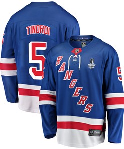 New York Rangers Jarred Tinordi 5 Home 2022 Stanley Cup Final Breakaway Men Jersey - Blue