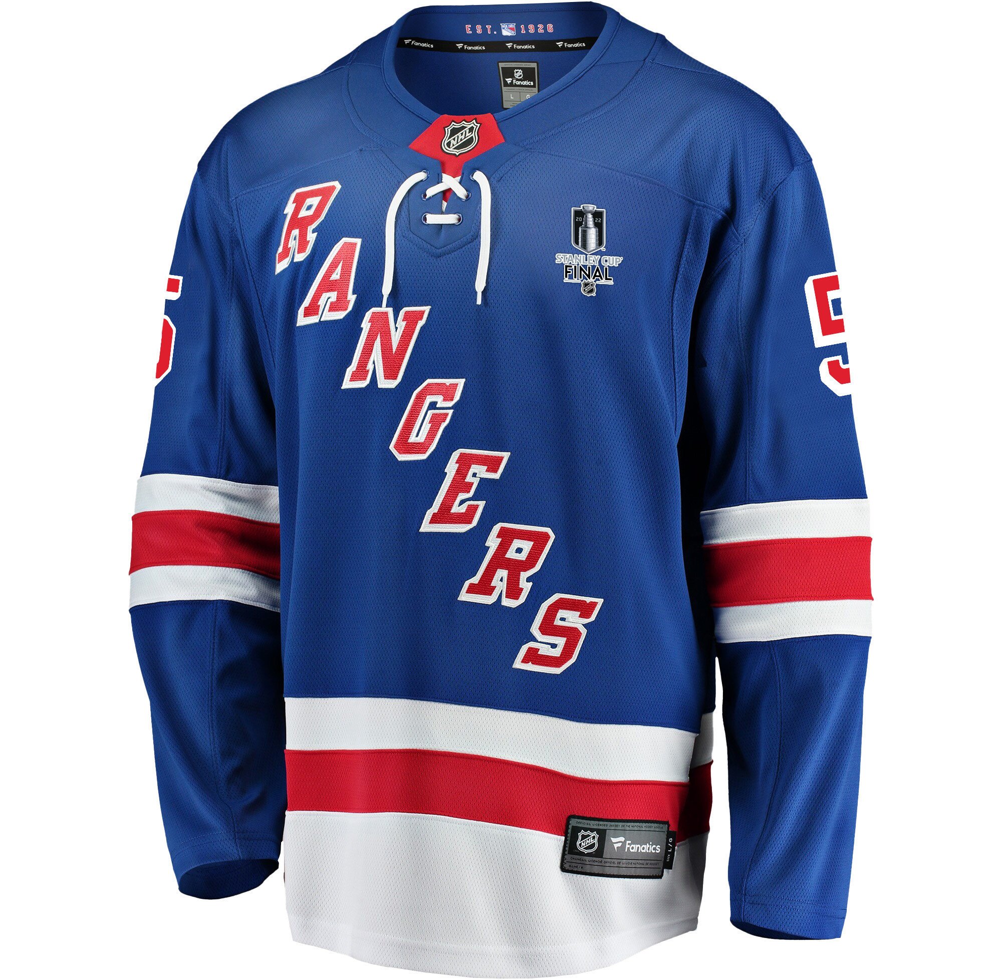 New York Rangers Jarred Tinordi 5 Home 2022 Stanley Cup Final Breakaway Men Jersey - Blue