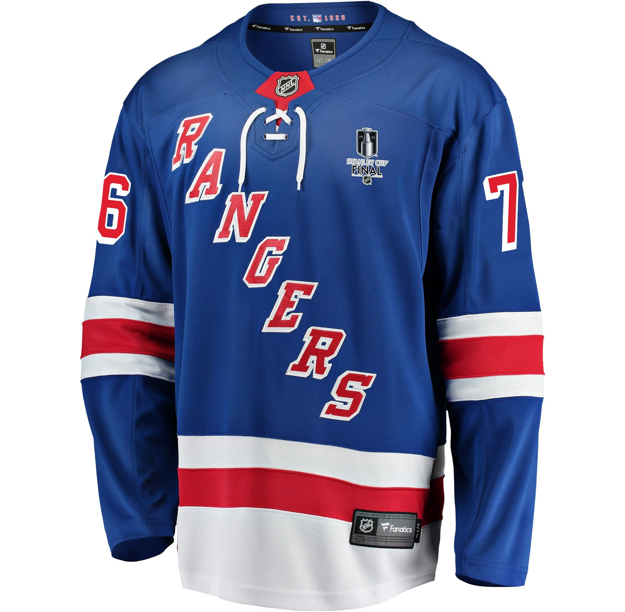 New York Rangers Jonny Brodzinski 76 Home 2022 Stanley Cup Final Breakaway Men Jersey - Blue