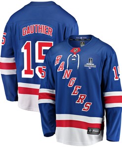 New York Rangers Julien Gauthier 15 Home 2022 Stanley Cup Champions Breakaway Men Jersey - Blue