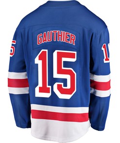New York Rangers Julien Gauthier 15 Home 2022 Stanley Cup Champions Breakaway Men Jersey - Blue