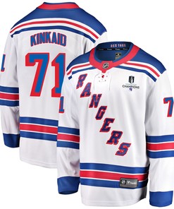 New York Rangers Keith Kinkaid 71 Away 2022 Stanley Cup Champions Breakaway Men Jersey - White