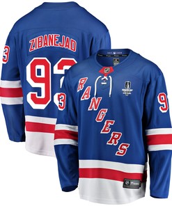 New York Rangers Mika Zibanejad 93 Home 2022 Stanley Cup Final Breakaway Men Jersey - Blue