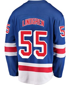 New York Rangers Ryan Lindgren 55 Home 2022 Stanley Cup Champions Breakaway Men Jersey - Blue