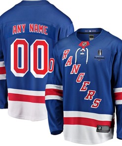 New York Rangers Stanley Cup 2023 Playoffs Patch Home Breakaway Custom Men Jersey - Blue
