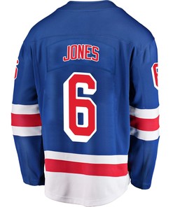 New York Rangers Zac Jones 6 Home 2022 Stanley Cup Champions Breakaway Men Jersey - Blue