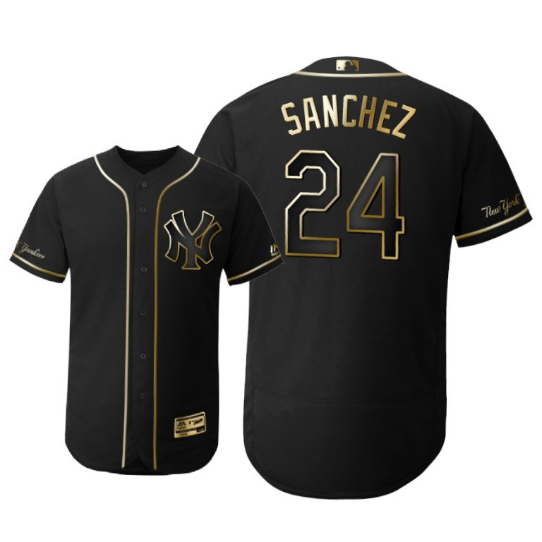 New York Yankees #24 Gary Sanchez Mlb 2019 Golden Brandedition Black Jersey Gift For Yankees Fans