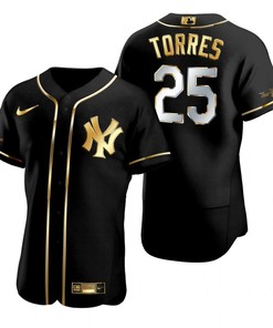 New York Yankees #25 Gleyber Torres Mlb Golden Brandedition Black Jersey Gift For Yankees Fans