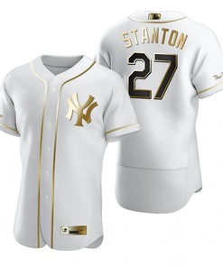 New York Yankees #27 Giancarlo Stanton Mlb Golden Brandedition White Jersey Gift For Yankees Fans