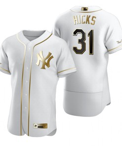 New York Yankees #31 Aaron Hicks Mlb Golden Brandedition White Jersey Gift For Yankees Fans