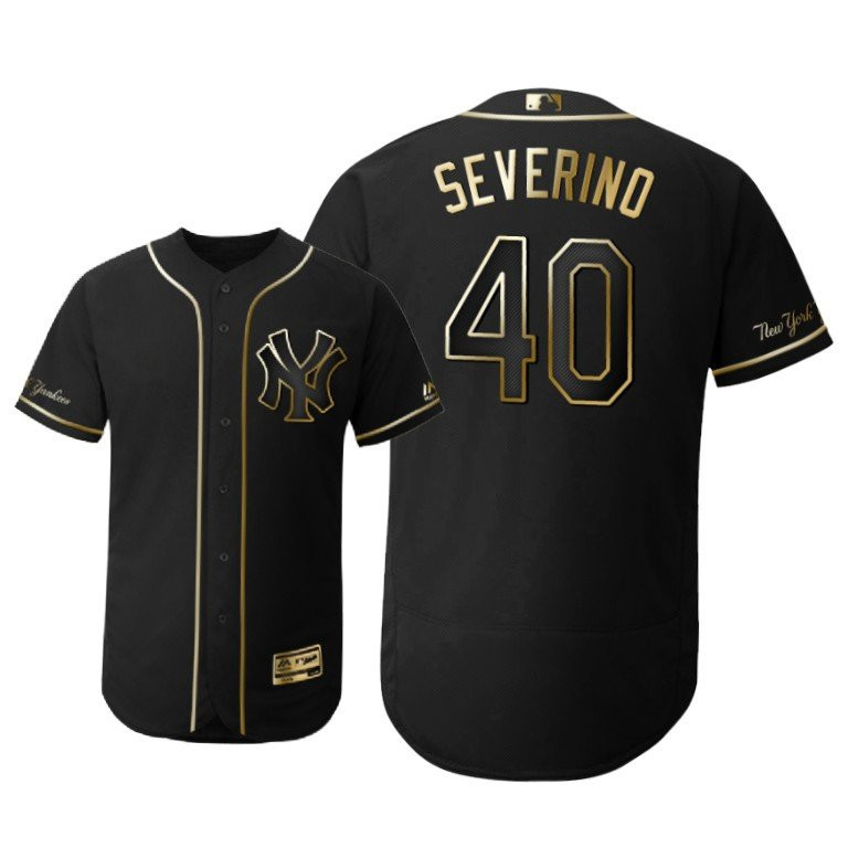 New York Yankees #40 Luis Severino Mlb 2019 Golden Brandedition Black Jersey Gift For Yankees Fans
