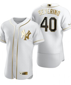 New York Yankees #40 Luis Severino Mlb Golden Brandedition White Jersey Gift For Yankees Fans