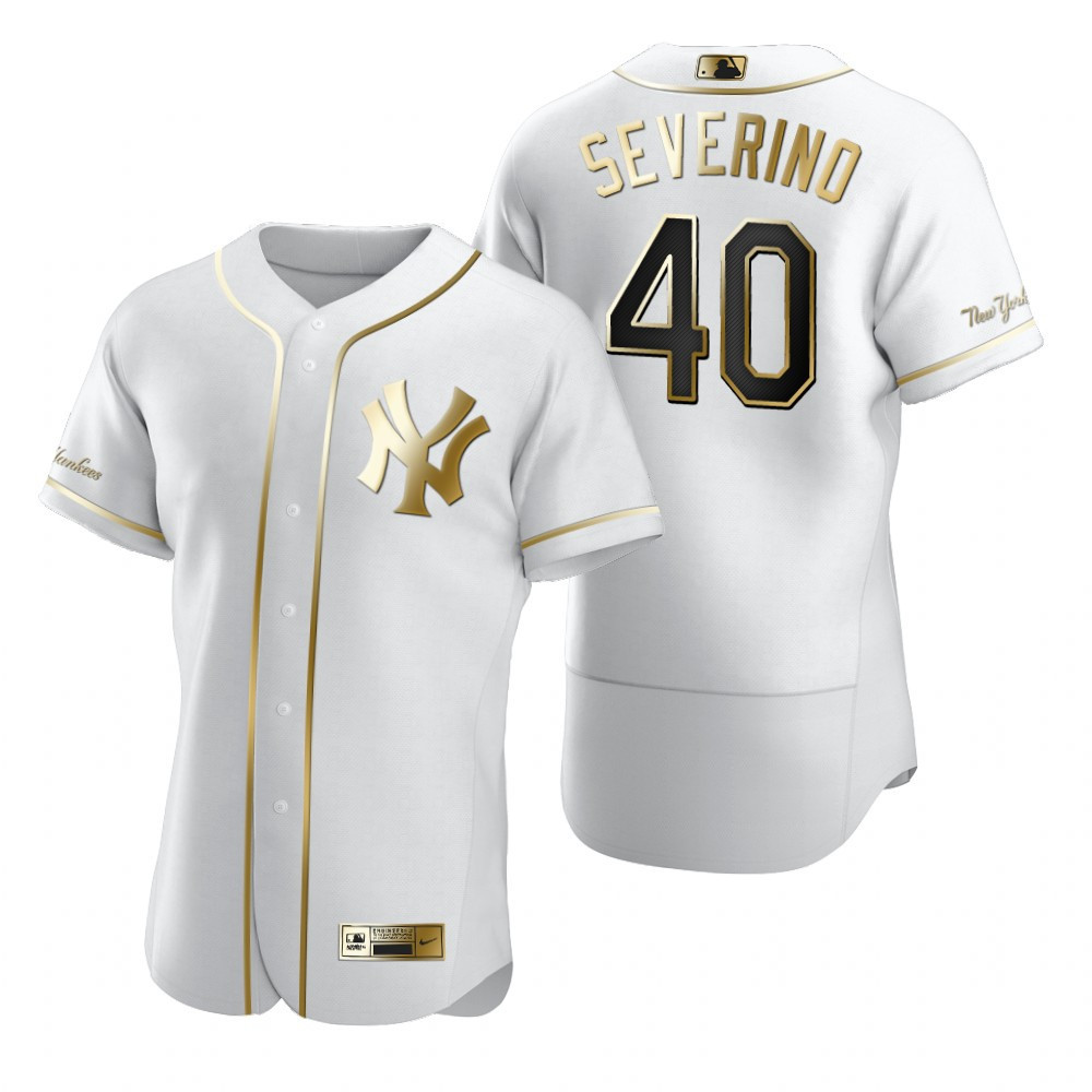 New York Yankees #40 Luis Severino Mlb Golden Brandedition White Jersey Gift For Yankees Fans