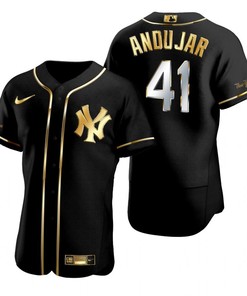 New York Yankees #41 Miguel Andujar Mlb Golden Brandedition Black Jersey Gift For Yankees Fans