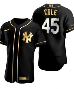 New York Yankees #45 Gerrit Cole Mlb Golden Brandedition Black Jersey Gift For Yankees Fans