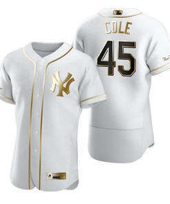 New York Yankees #45 Gerrit Cole Mlb Golden Brandedition White Jersey Gift For Yankees Fans