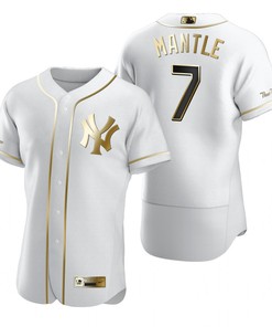 New York Yankees #7 Mickey Mantle Mlb Golden Brandedition White Jersey Gift For Yankees Fans