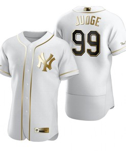 New York Yankees #99 Aaron Judge Mlb Golden Brandedition White Jersey Gift For Yankees Fans
