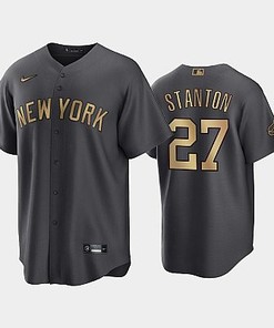 New York Yankees Giancarlo Stanton 27 2022-23 All-Star Game AL Charcoal Jersey