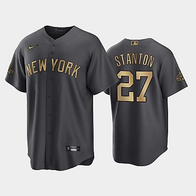 New York Yankees Giancarlo Stanton 27 2022-23 All-Star Game AL Charcoal Jersey