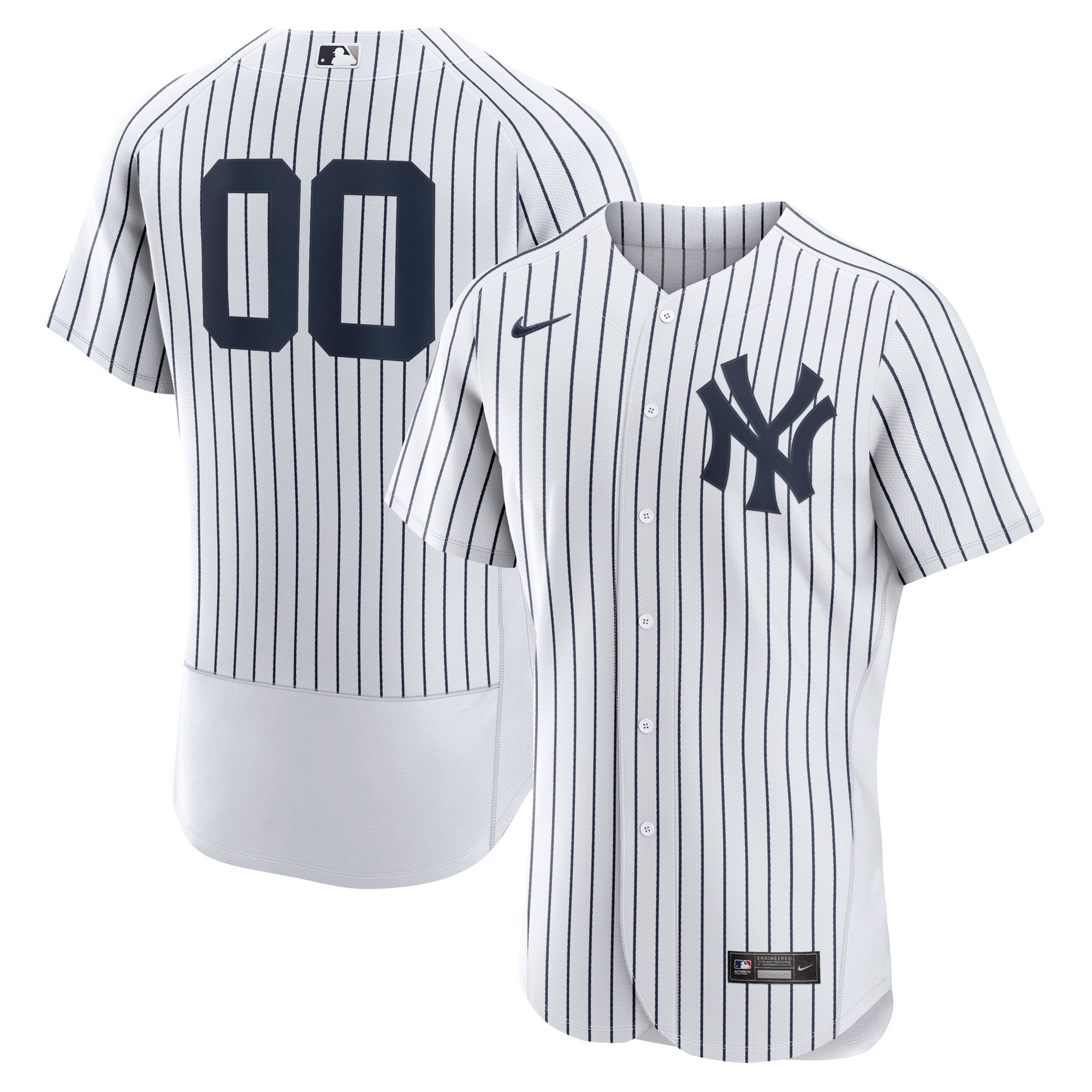 New York Yankees Home Authentic Custom Jersey - White Custom Jerseys Mlb