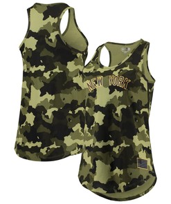 New York Yankees New Era Womens 2022 Mlb Armed Forces Day Camo Racerback Tank Top - Green