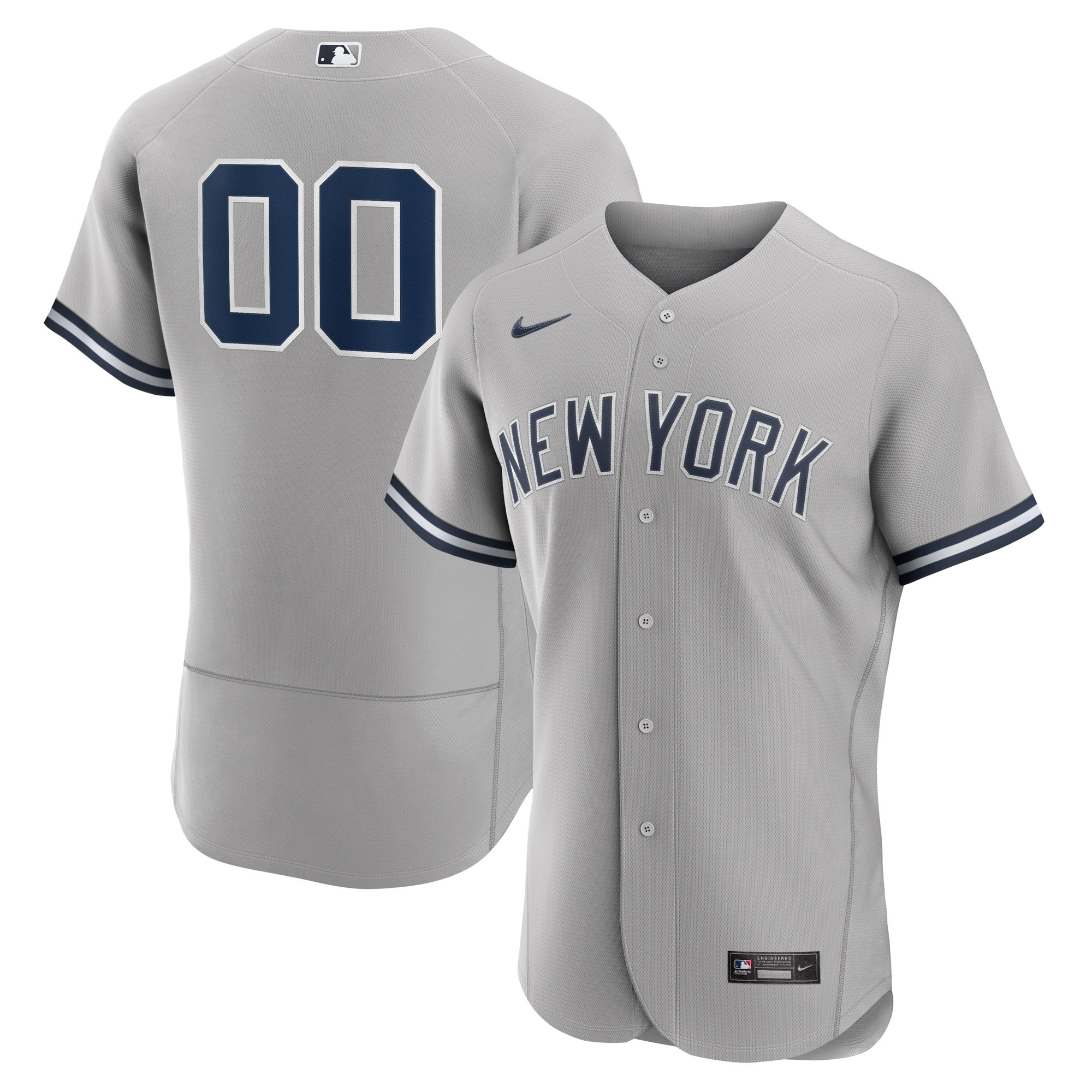 New York Yankees Road Authentic Custom Jersey Gray Custom Jerseys Mlb ...