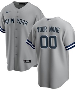 New York Yankees Road Replica Custom Jersey Gray Custom Jerseys Mlb