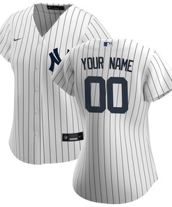 New York Yankees Womens Home Replica Custom Jersey - White Custom Jerseys Mlb