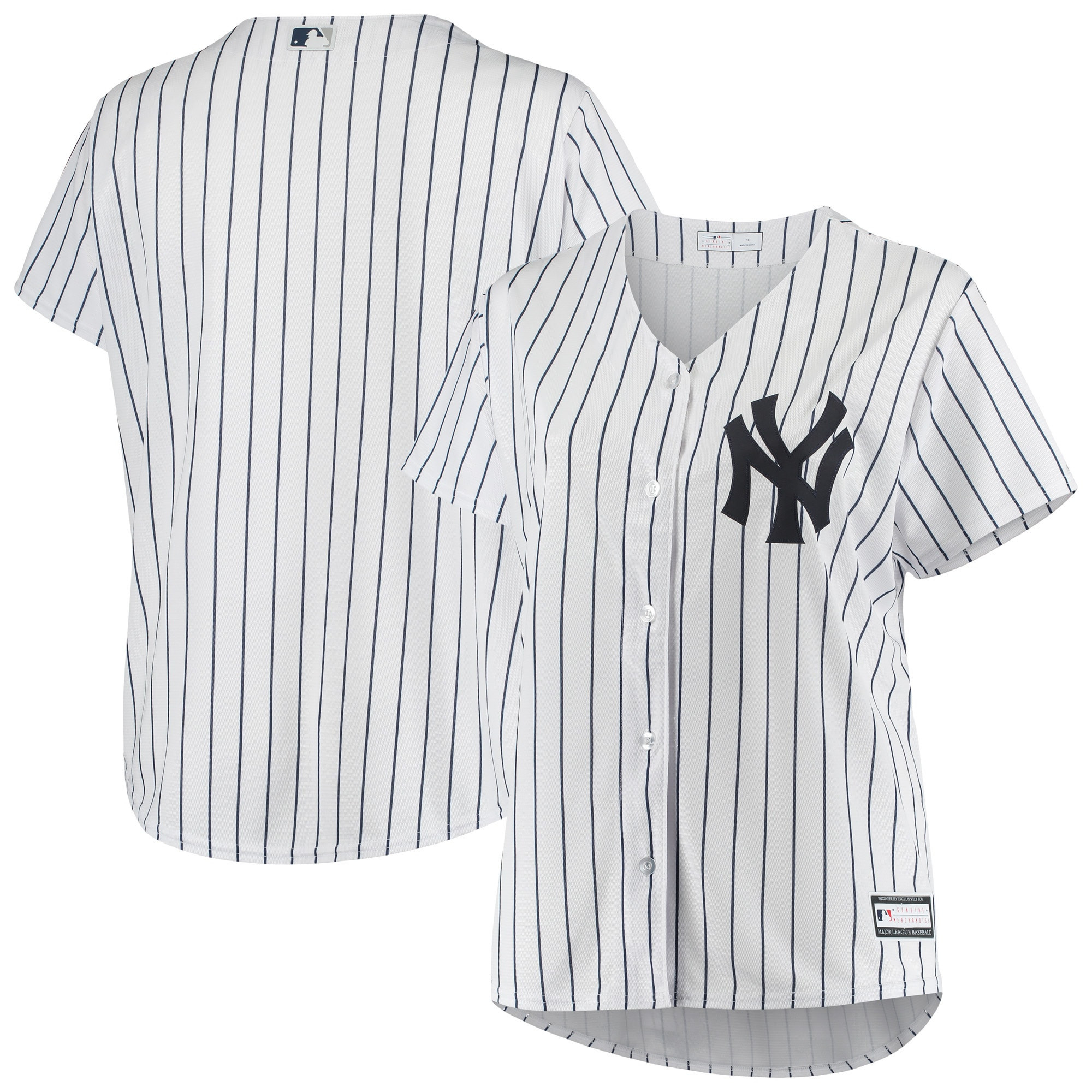 New York Yankees Womens Plus Size Sanitized Replica Team Jersey - White Mlb