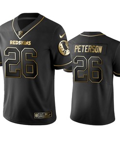 Nfl 100 Adrian Peterson Washington Redskins Black Golden Edition Vapor Untouchable Limited Jersey - Mens
