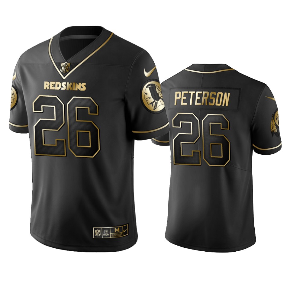 Nfl 100 Adrian Peterson Washington Redskins Black Golden Edition Vapor Untouchable Limited Jersey - Mens